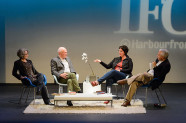 At the IFOA 2013: Mary Novik, Justin Cartwright, Elizabeth Ruth, and moderator Brendan de Caires